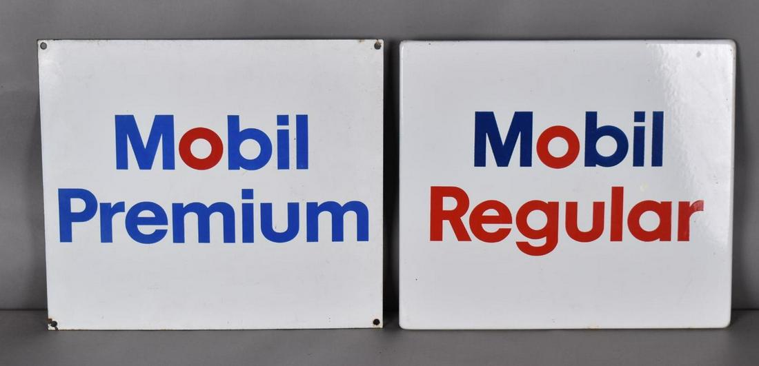 Mobil Premium & Regular Porcelain Pump Signs (1 of 2)