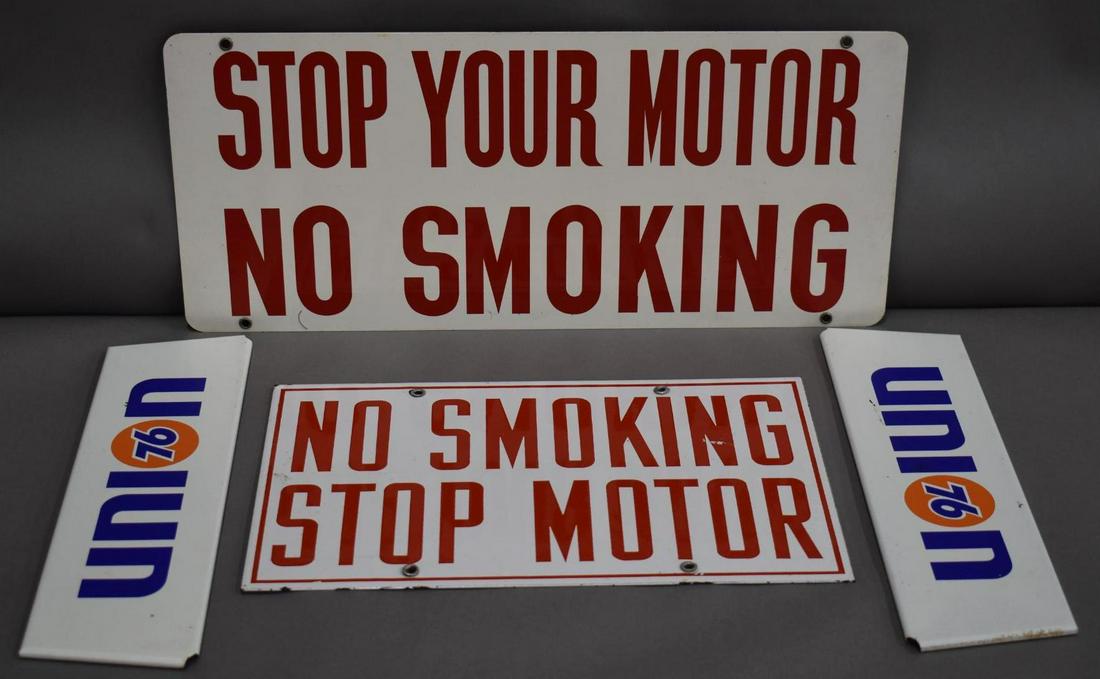 2-No Smoking Porcelain Signs & Union 76 Metal Tire Stands (1 of 3)