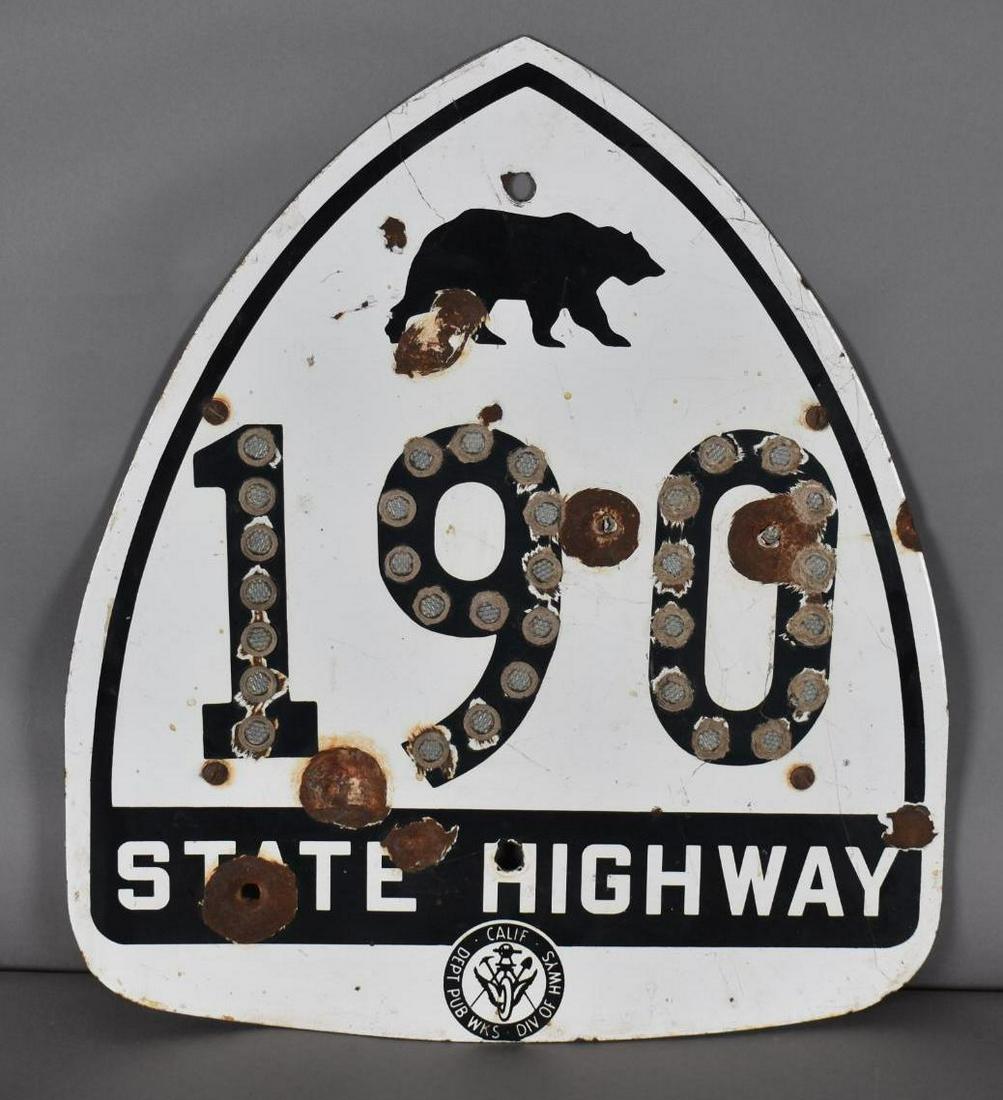 California Route 190 State Highway w/Logo Porcelain Road Sign (TAC) (1 of 4)