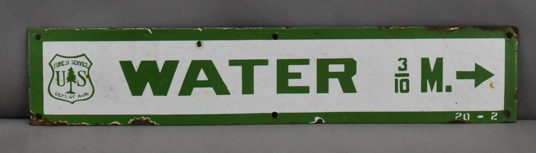 U.S. Forest Service Water 3/10 M. Porcelain Sign (TAC) (1 of 2)