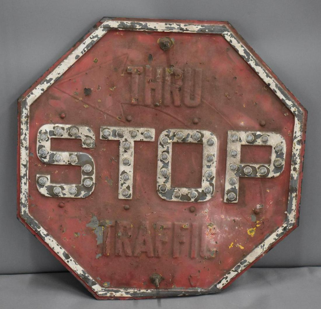Stop Thru Traffic w/Glass Jewels Metal Sign (1 of 2)