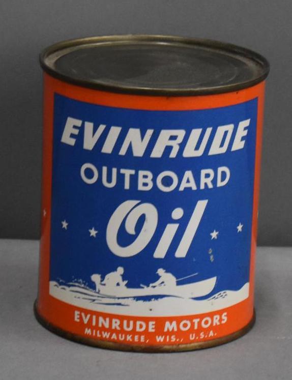 Evinrude Outboard Oil w/Logo One Pint Round Metal Can (TAC) (1 of 3)