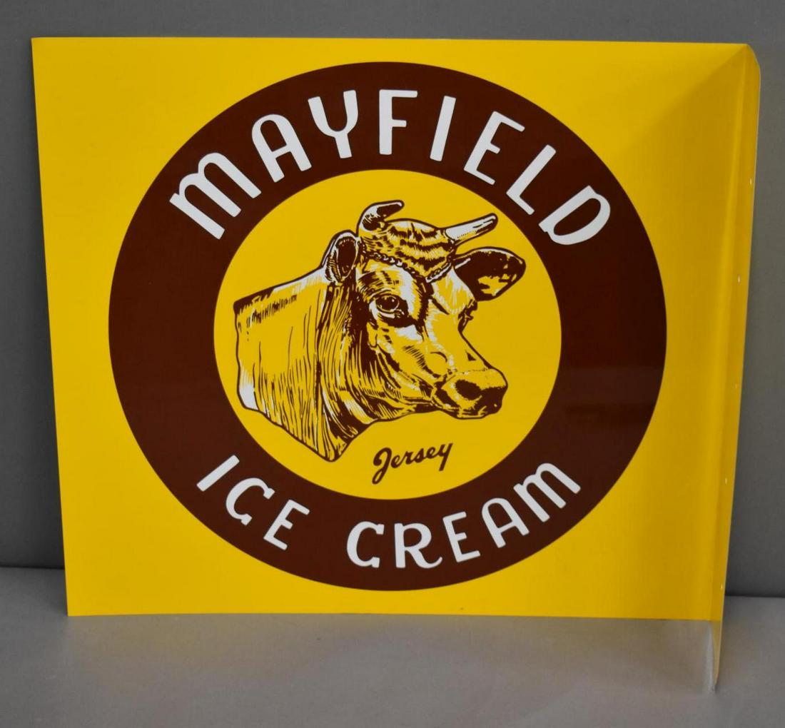 Mayfield Jersey Ice Cream w/Logo Metal Flange SIgn: rated 9, 18"x20", metal flange sign, is nice