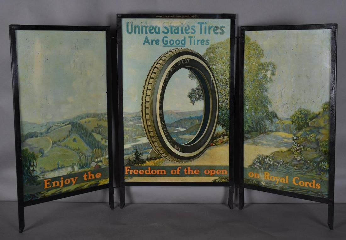 United States Tires "Enjoy the Freedom of the open on Royal Cords" Metal Tri-Fold Signs (1 of 10)