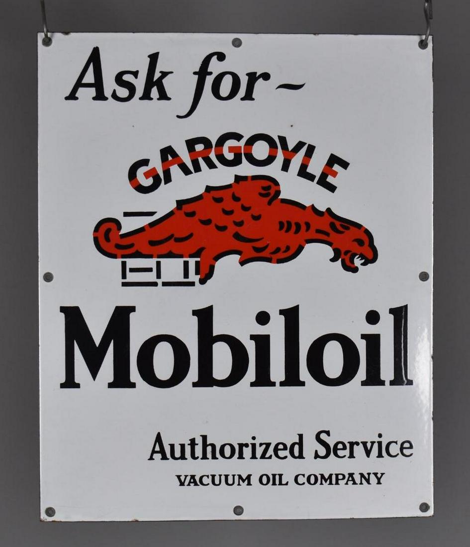 Ask for-Gargoyle Mobiloil Authorized Service Porcelain Sign (TAC) (1 of 4)
