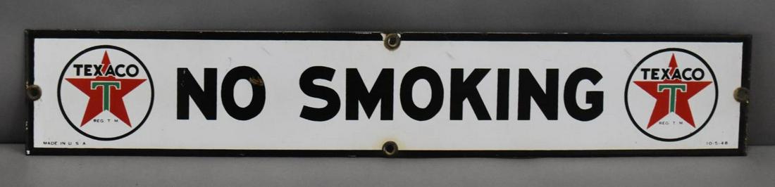 Texaco (white-T) No Smoking Porcelain Sign (TAC) (1 of 3)