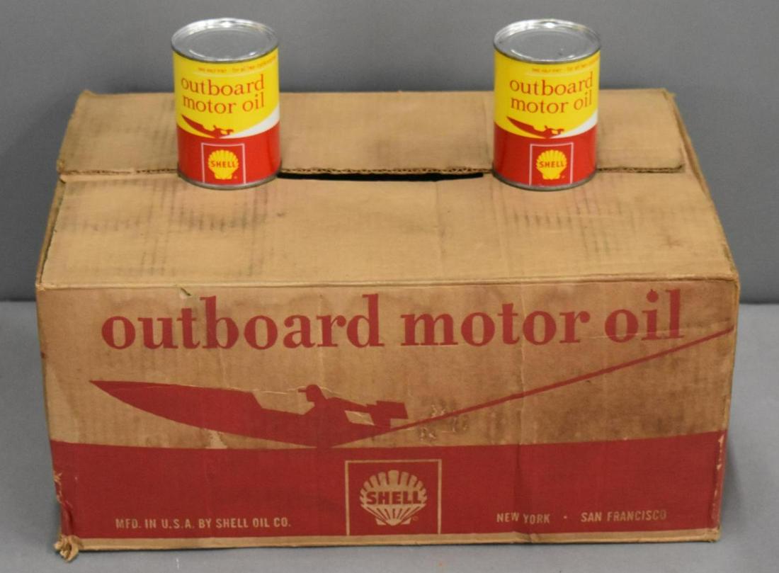 48-Shell Outboard Motor Oil Half-Pint Metal Cans (1 of 5)