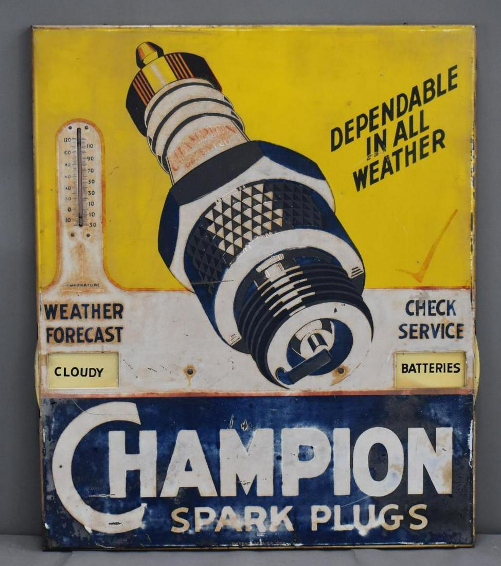 Champion Spark Plugs Thermometer/Weather Forecast Metal Sign (TAC) (1 of 6)
