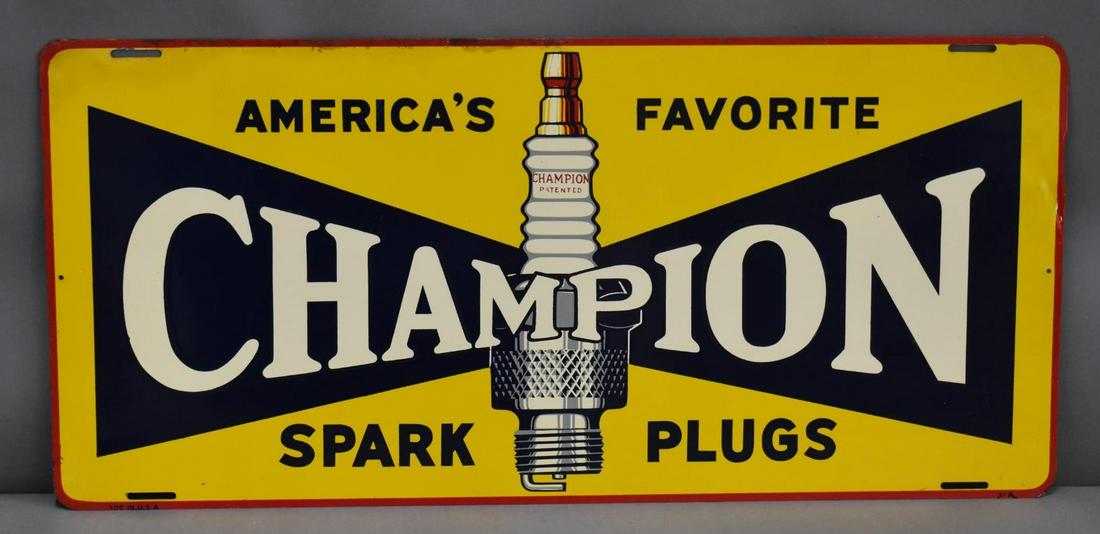 Champion Spark Plugs w/Logo Metal Sign (TAC) (1 of 2)