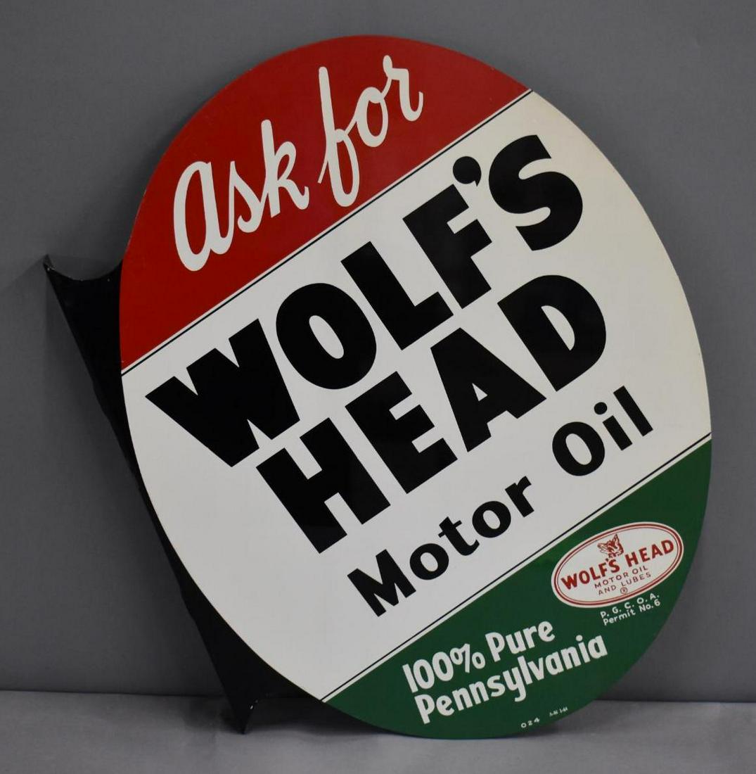 Wolf's Head Motor Oil Metal Flange Sign (TAC) (1 of 5)