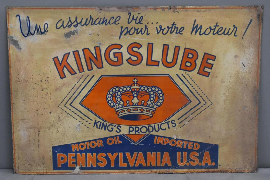 Kingslube Motor Oil Imported Pennsylvania w/Logo Metal Sign (TAC) (1 of 3)