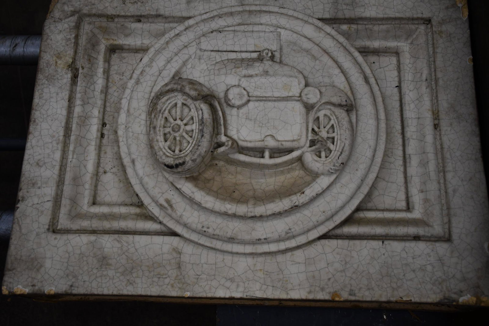 Concrete Architectural Block w/Early Automobile (1 of 3)