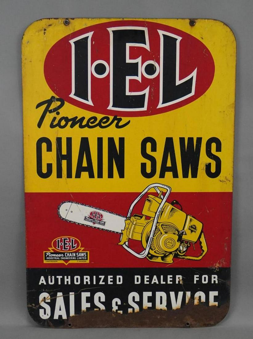 I-E-L Pioneer Chain Saw w/Image Metal Sign (TAC) (1 of 4)