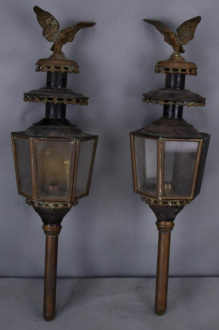 Pair of Ornate Carriage Oil Lamps w/Eagle Finials (1 of 5)