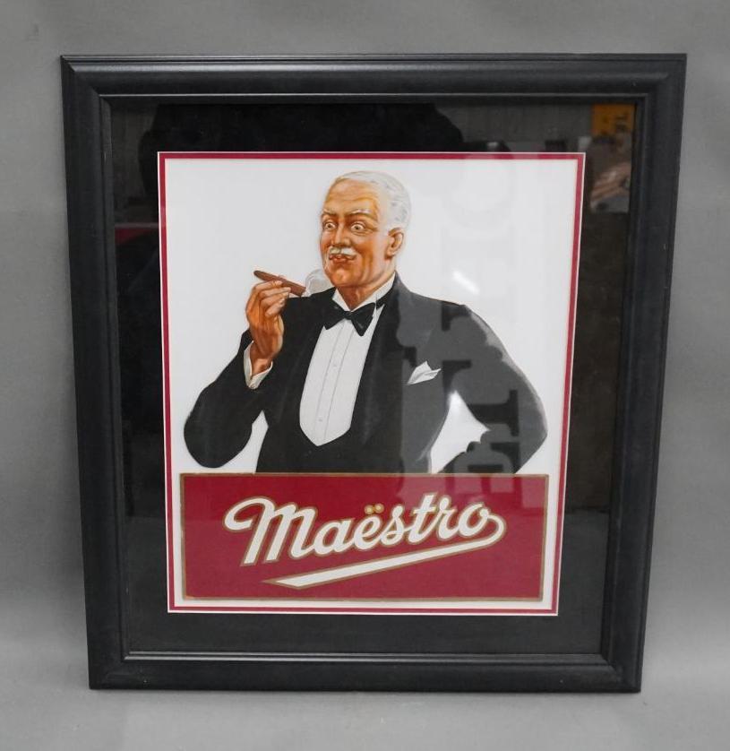 Masetro (Cigar) Cardboard Sign Framed (1 of 4)