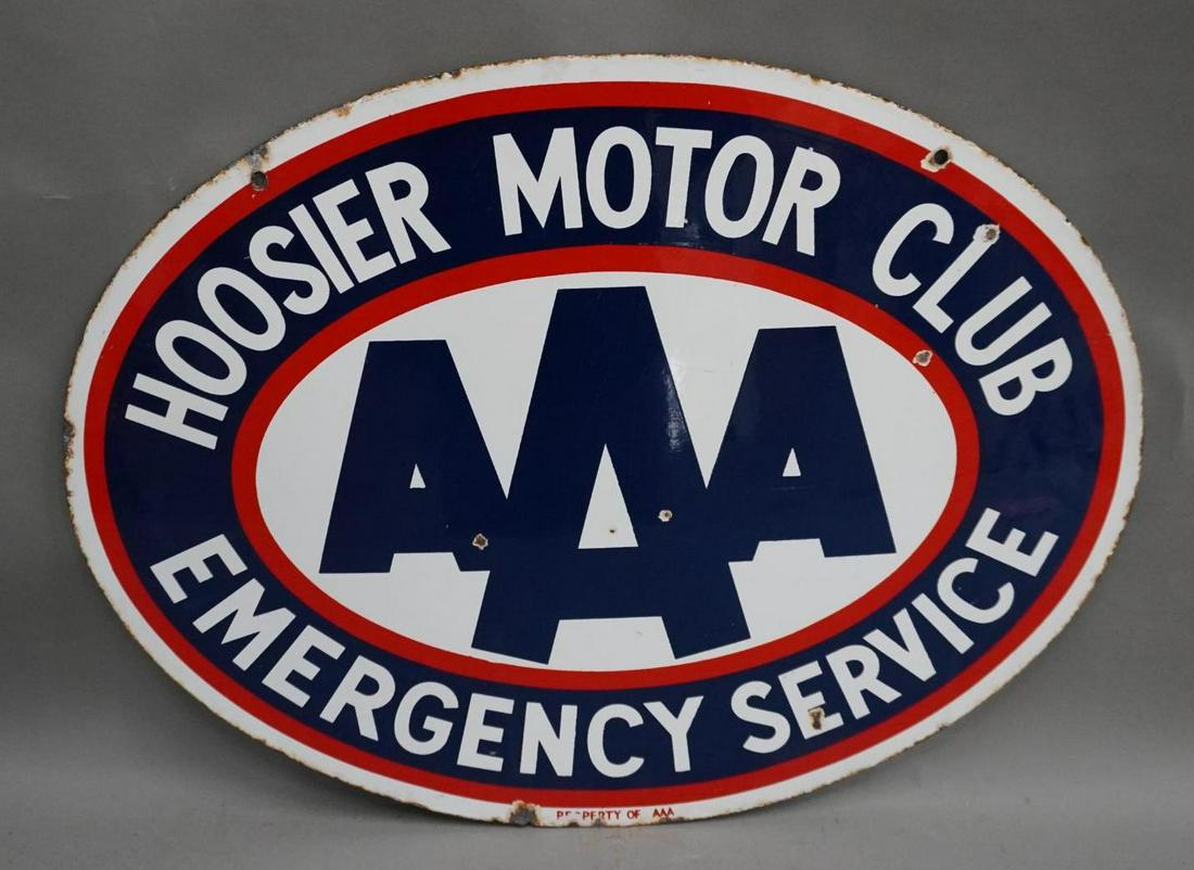 AAA Hoosier Motor Club Emergency Service Porcelain Sign (TAC) (1 of 6)