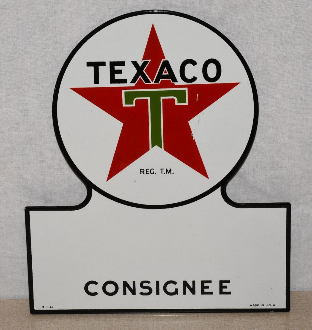 Texaco (whiteT) Star Logo Consignee Porcelain Sign (TAC) Dec 11, 2022 Matthews Auctions