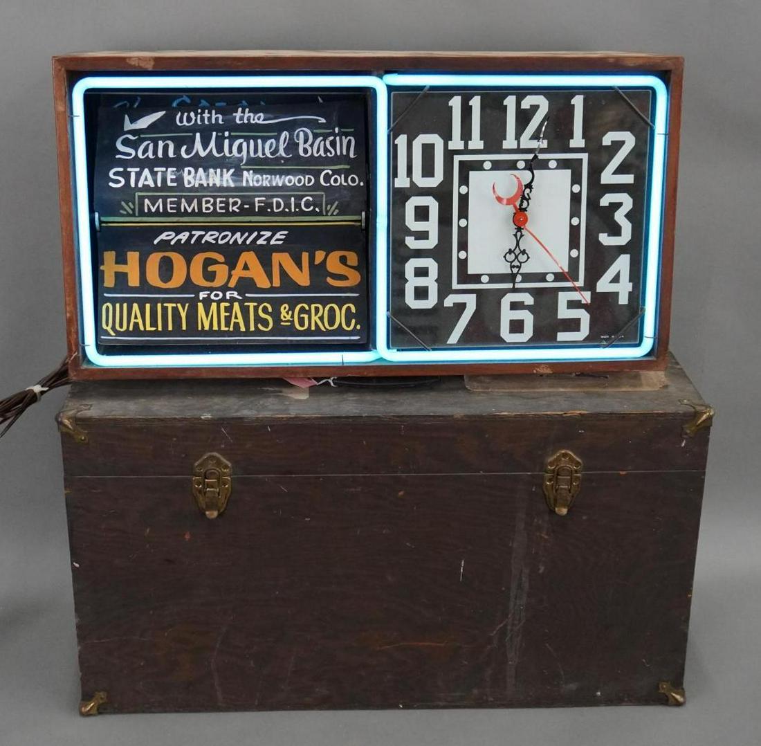 Neon Clock w/Flip Advertising w/Salesman Sample Caring Box (1 of 13)