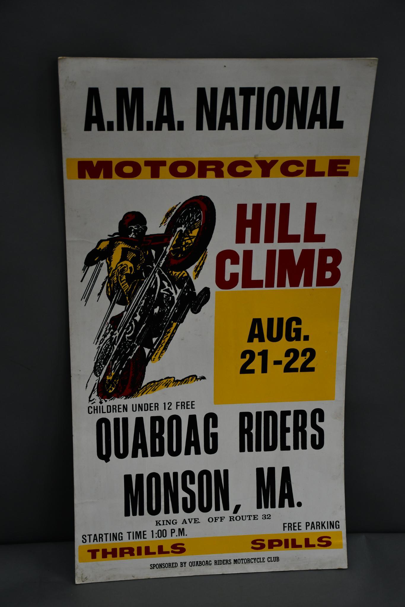 AMA Motorcycle Hill Climb Quaboag Riders Cardboard Poster (1 of 3)