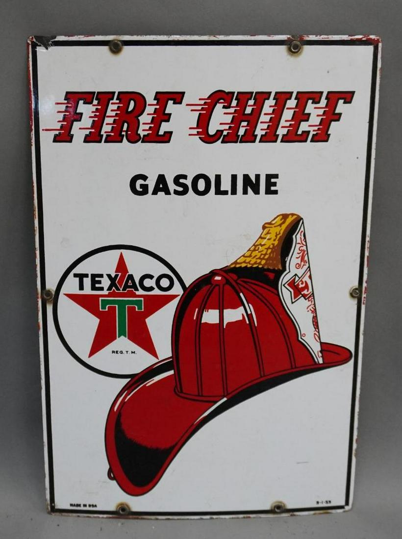 Texaco Fire Chief Gasoline Porcelain Pump Sign (1 of 5)