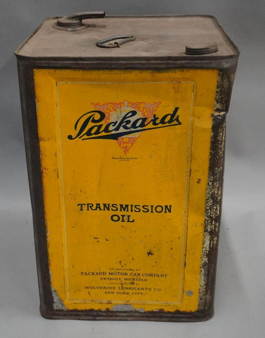 Packard Transmission Oil Metal 5 Gallon Can: Nice Color, shows wear, but good looking can
