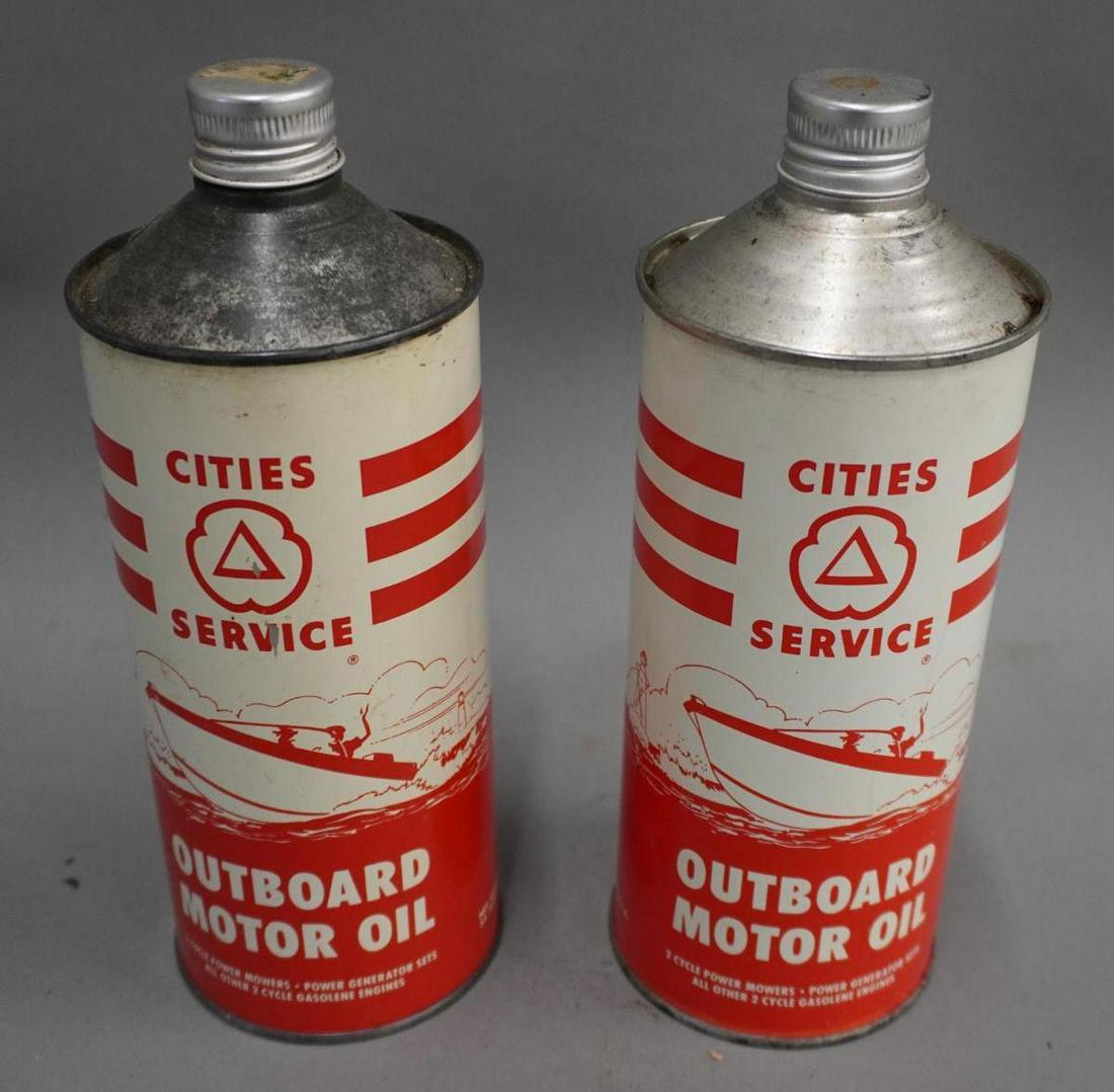 Lot of 2 Cities Service Outboard Motor Oil Cans (1 of 4)