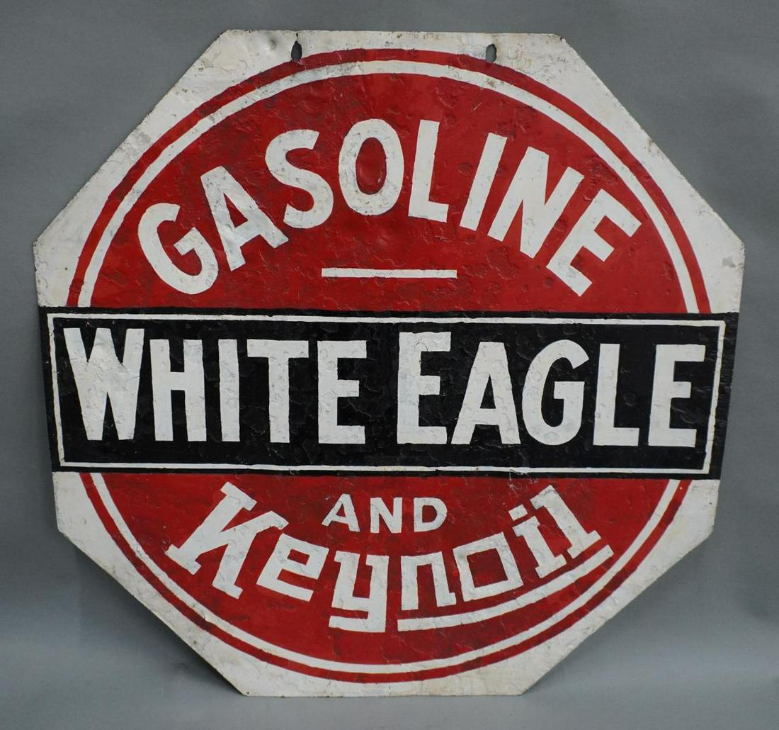 White Eagle & Keynoil Gasoline Porcelain Sign (1 of 5)