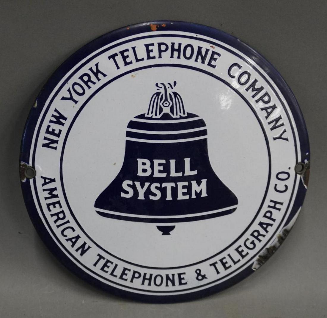 New York Bell Systems Convex Porcelain Sign (1 of 2)
