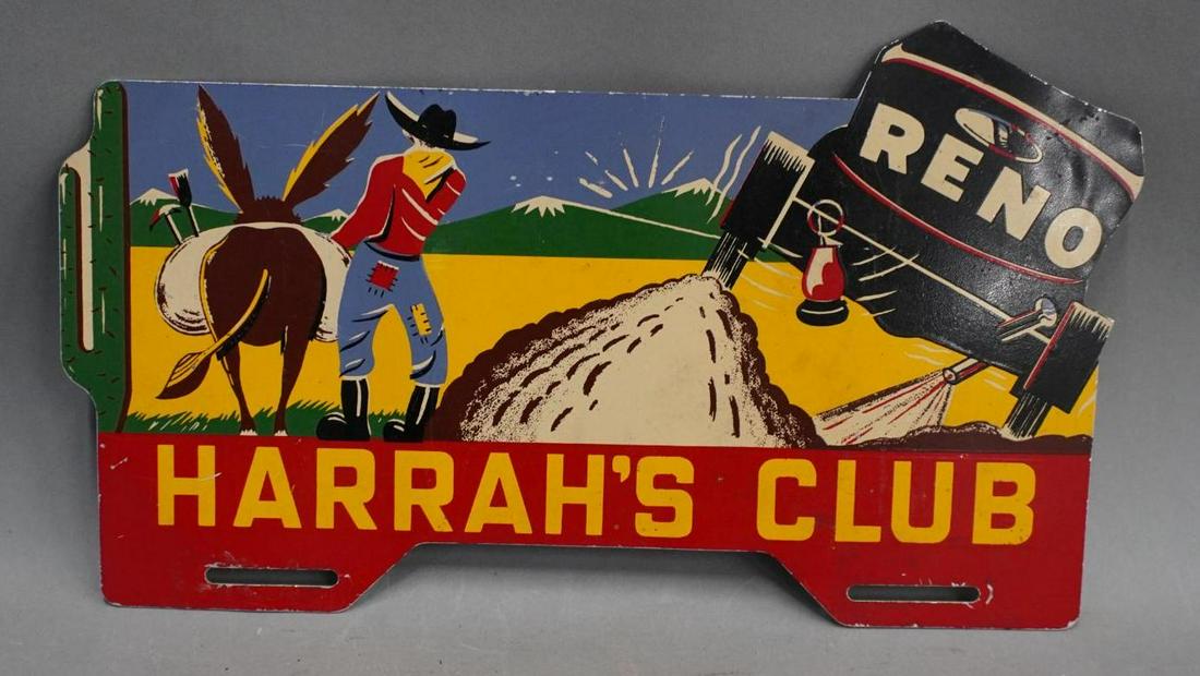 Reno Harrah's Club Plate Topper: rate 8.75, 8" x 12", Single Sided Metal Plate Topper