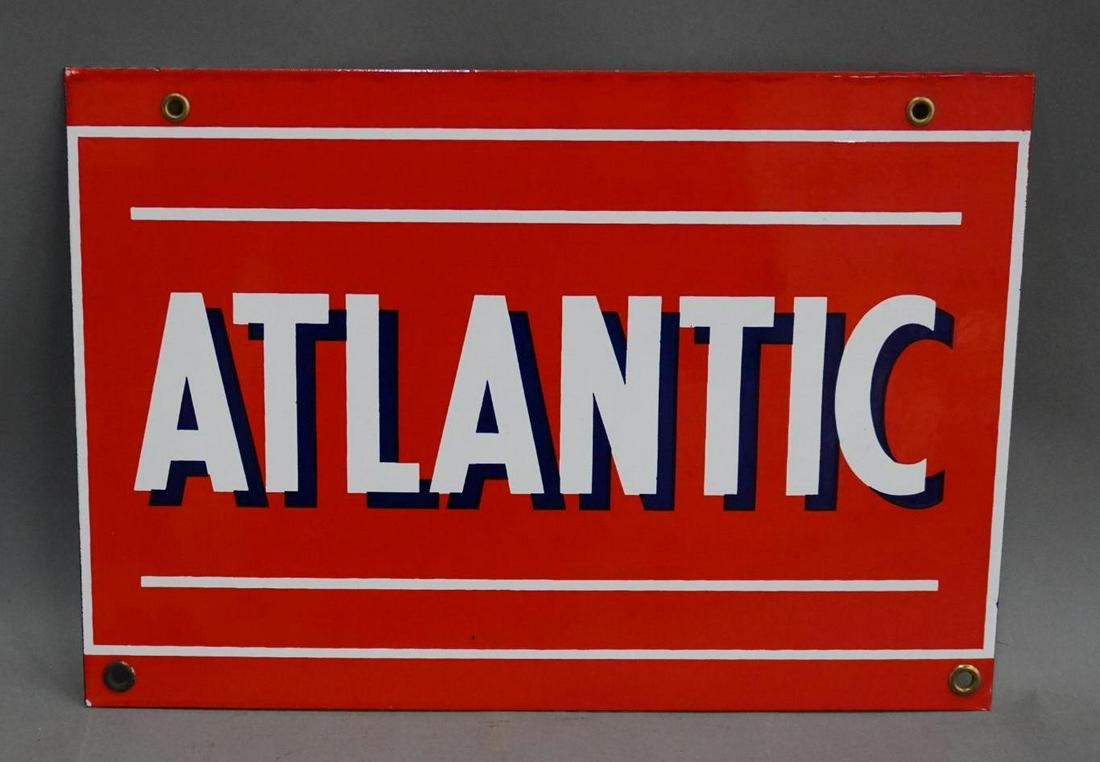 Atlantic (Gasoline) Porcelain Pump Sign (1 of 4)