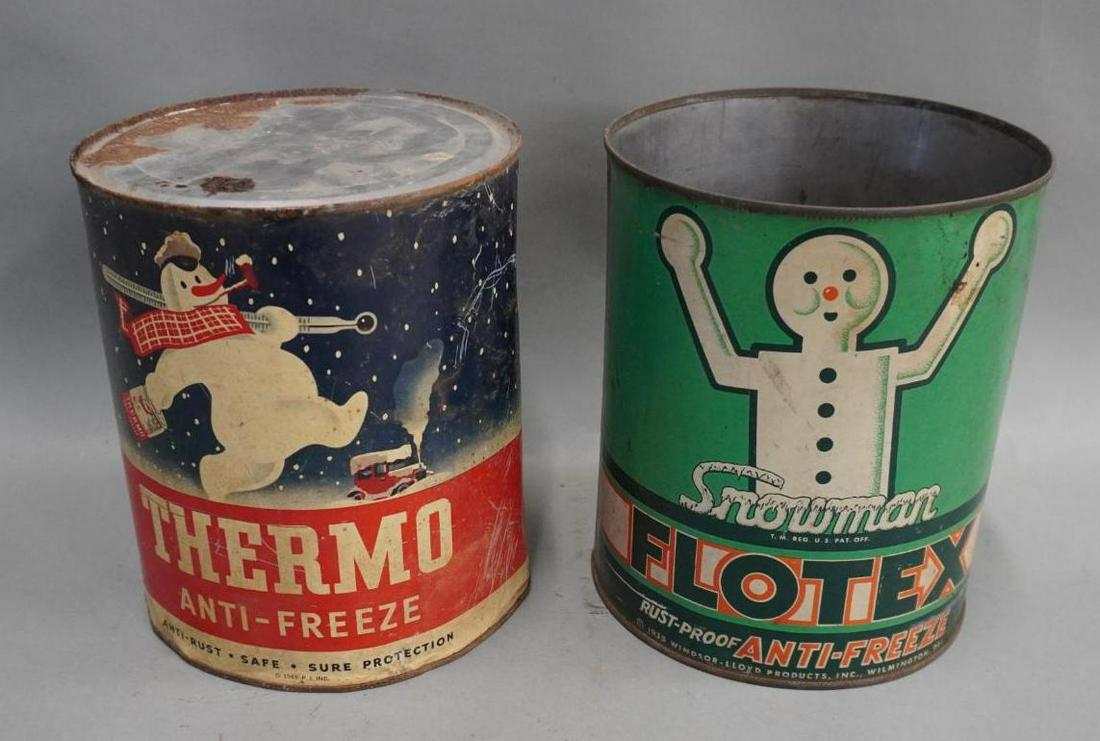 Lot of 2 Round AntiFreeze Cans (1 of 3)