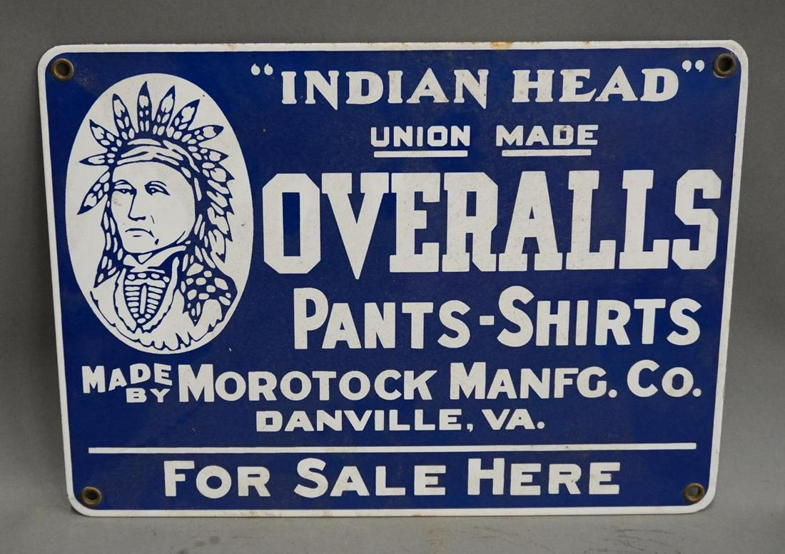 Repop Indian Head Overalls Porcelain Sign (1 of 2)