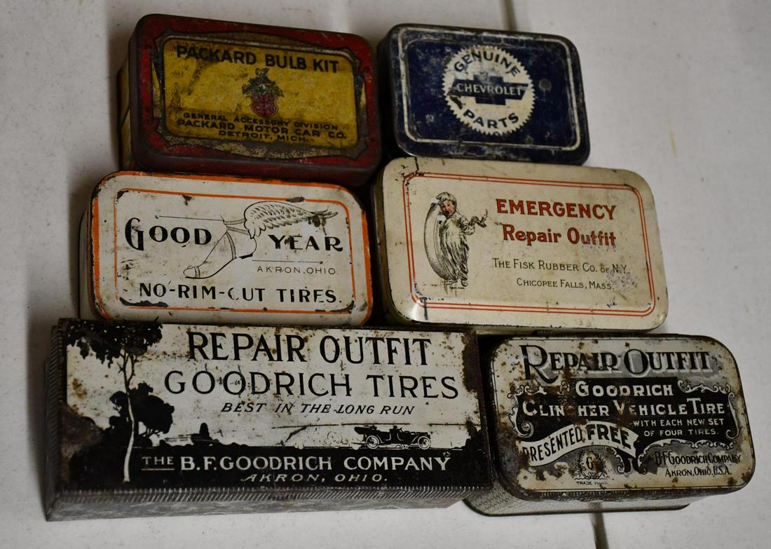 6-Tire Repair & Lamp Boxes: rated 6 to 7, 3"x6"x3" or less, all have some wear.