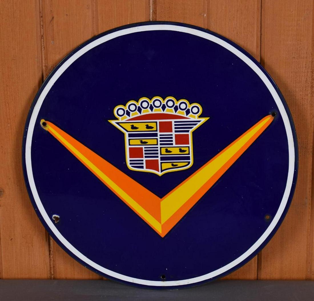 (Cadillac) V & Crest Porcelain Sign (TAC) (1 of 5)