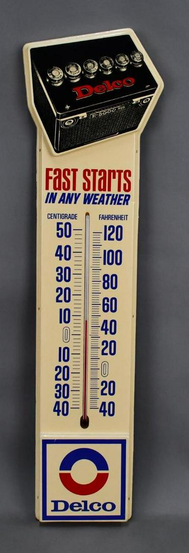 Delco w/12 Volt Battery "Fast Starts" Plastic Thermometer (TAC) (1 of 4)