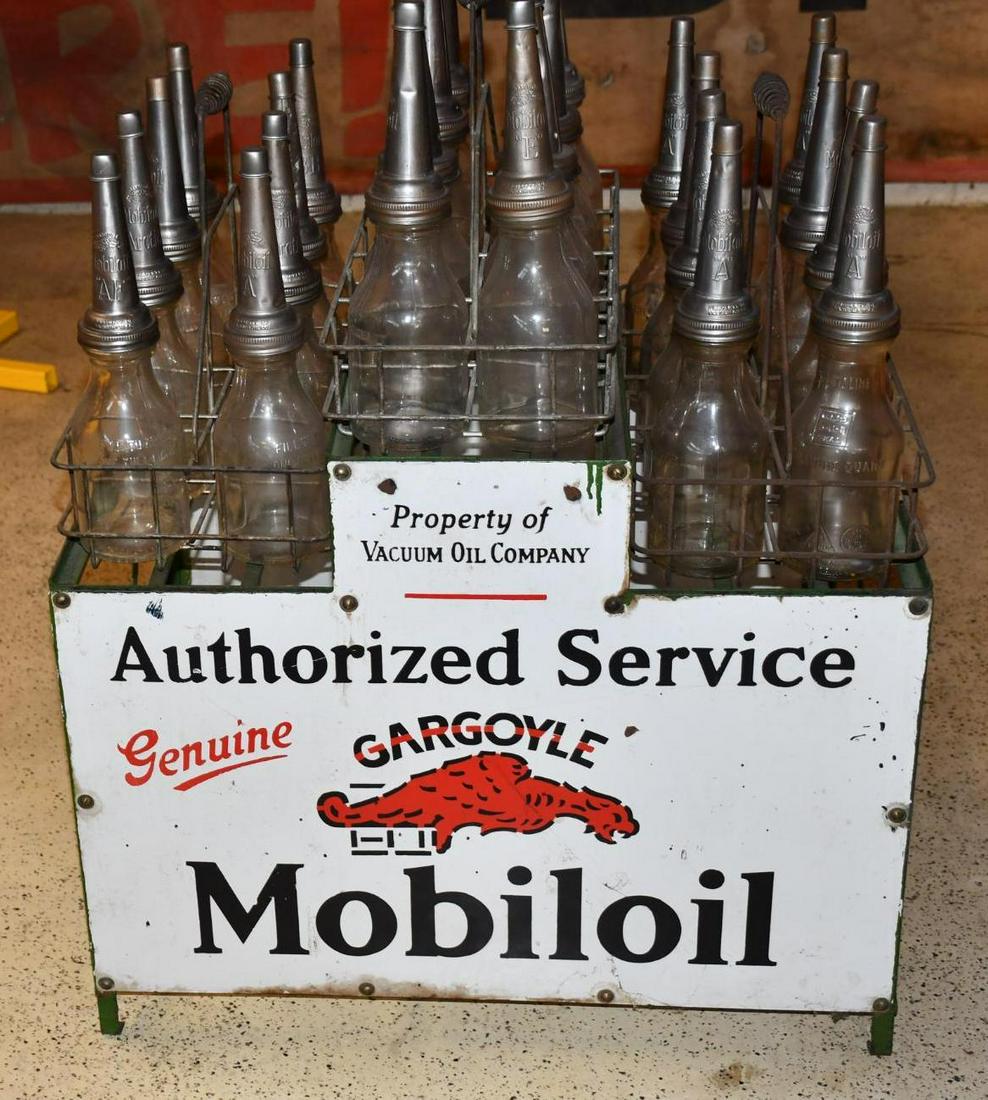 Authorized Service Gargoyle Mobiloil Oil Bottle Island Display w/24 Bottles (1 of 5)