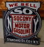 We Sell Socony Motor Gasoline Porcelain Flange Sign (TAC)