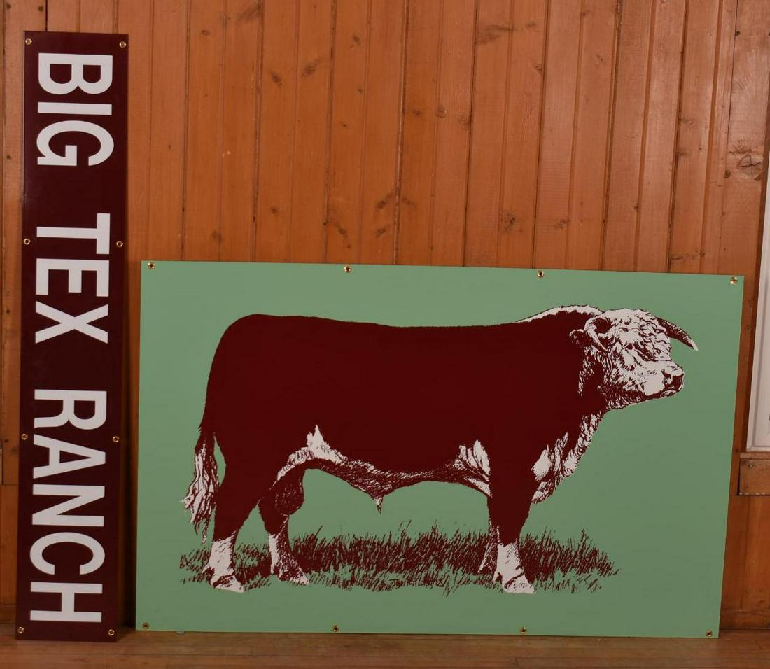 (Large) Polled Hereford w/ Farm Name Porcelain Cow Farm Sign (1 of 6)