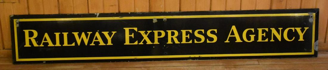Railway Express Agency Porcelain Sign: rate 7, 12" x 72", Single Sided Porcelain Sign, has color and gloss, shows wear