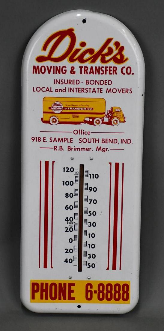 Dick's Moving & Transfer CO. w/Truck Metal Thermometer (TAC) (1 of 4)