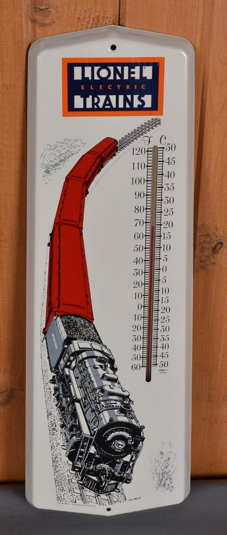 Lionel Trains Metal Thermometer w/ Graphics: rate 9.5, 24" x 8", Single Sided Metal Thermometer, works, excellent color and shine, CLEAN
