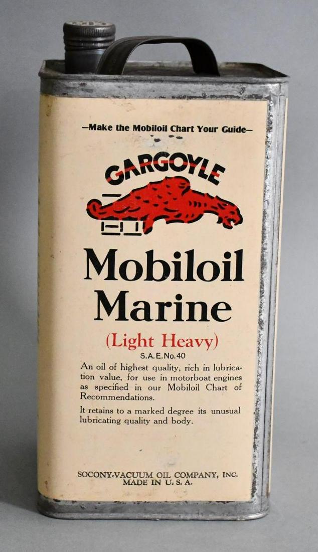 Gargoyle Mobiloil Marine Motor Oil One Gallon Square Metal Can (1 of 8)