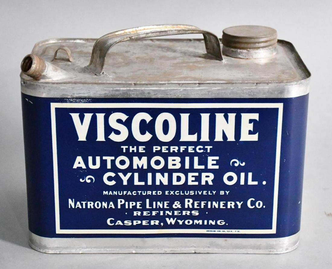 Viscoline Automobile Cylinder Oil One Gallon Squatty Metal Can (1 of 6)