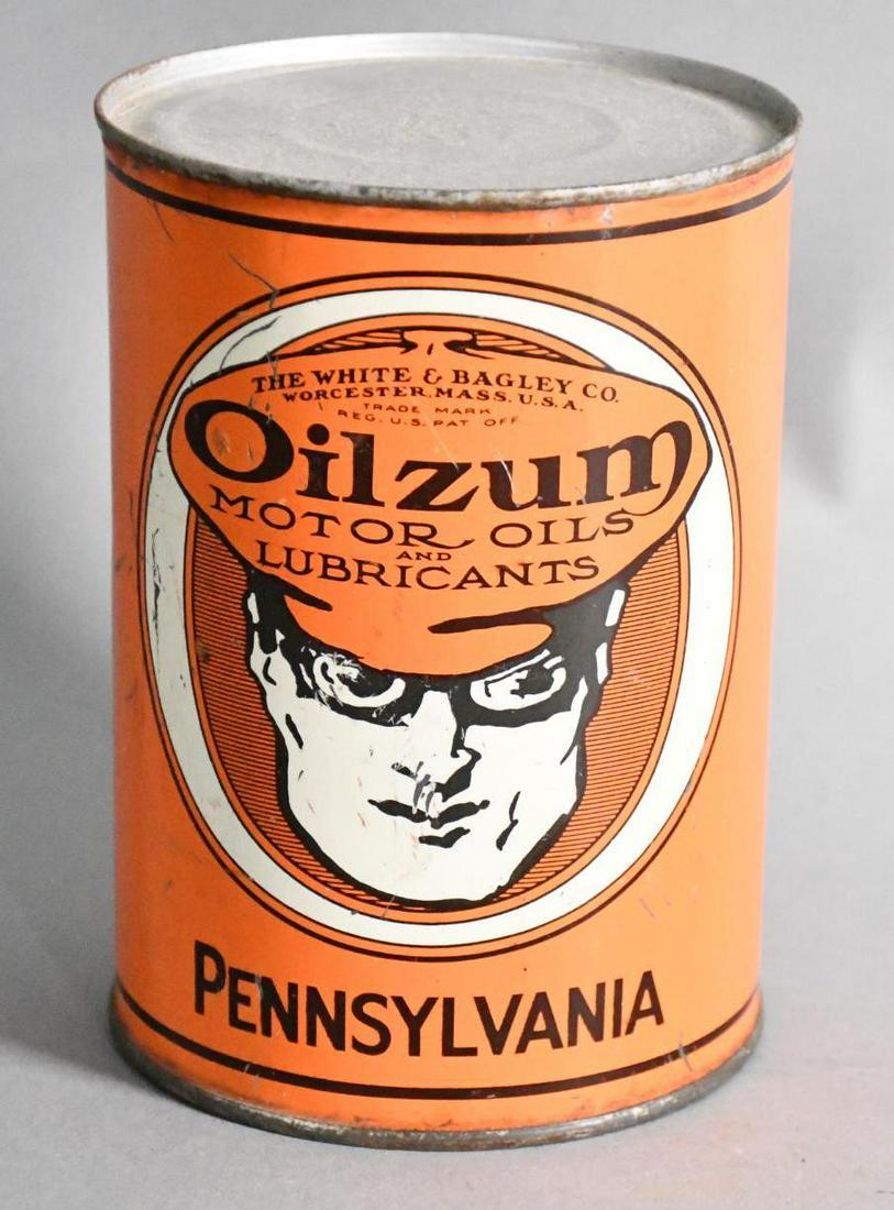 Oilzum Motor Oils w/Logo Pennsylvania One Quart Round Metal Can (1 of 5)