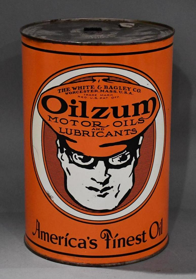 Oilzum Motor Oil w/Logo America's Finest Oil Five Quart Round Metal Can (1 of 5)