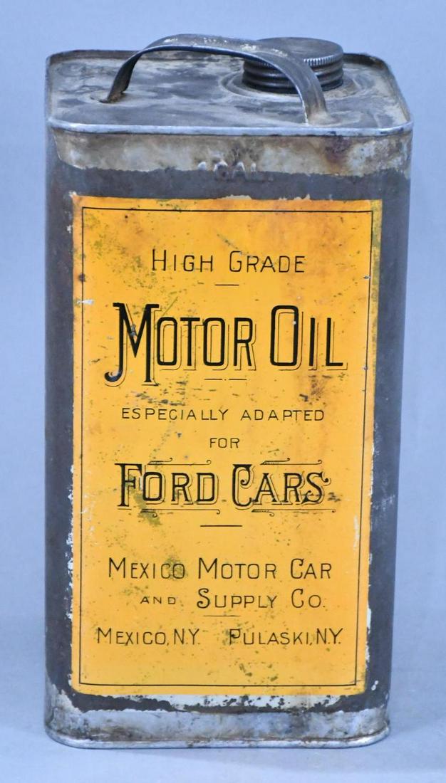 High Grade Motor Oil for Ford Cars Mexico Motor Car Co. One Gallon Square Metal Can (1 of 5)