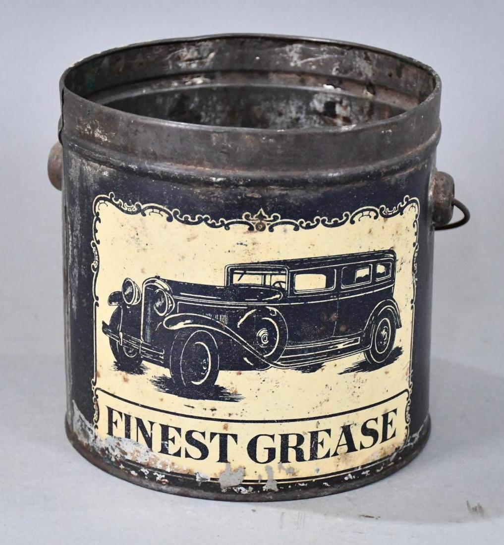 Generic Finest Grease w/Sedan & Bi-Wing Plane Five Pound Round Metal Can (1 of 5)