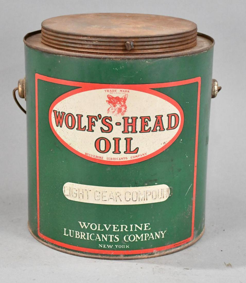 Wolf's Head Oil "Light Bearing Compound" Ten Pound Round Metal Can (1 of 5)