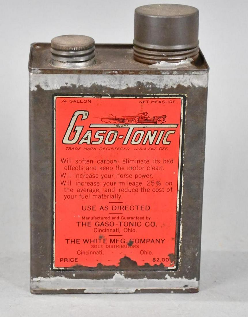 Gaso-Tonic Additive w/Small Race Car Image One Quart Rectangle Metal Can (1 of 7)