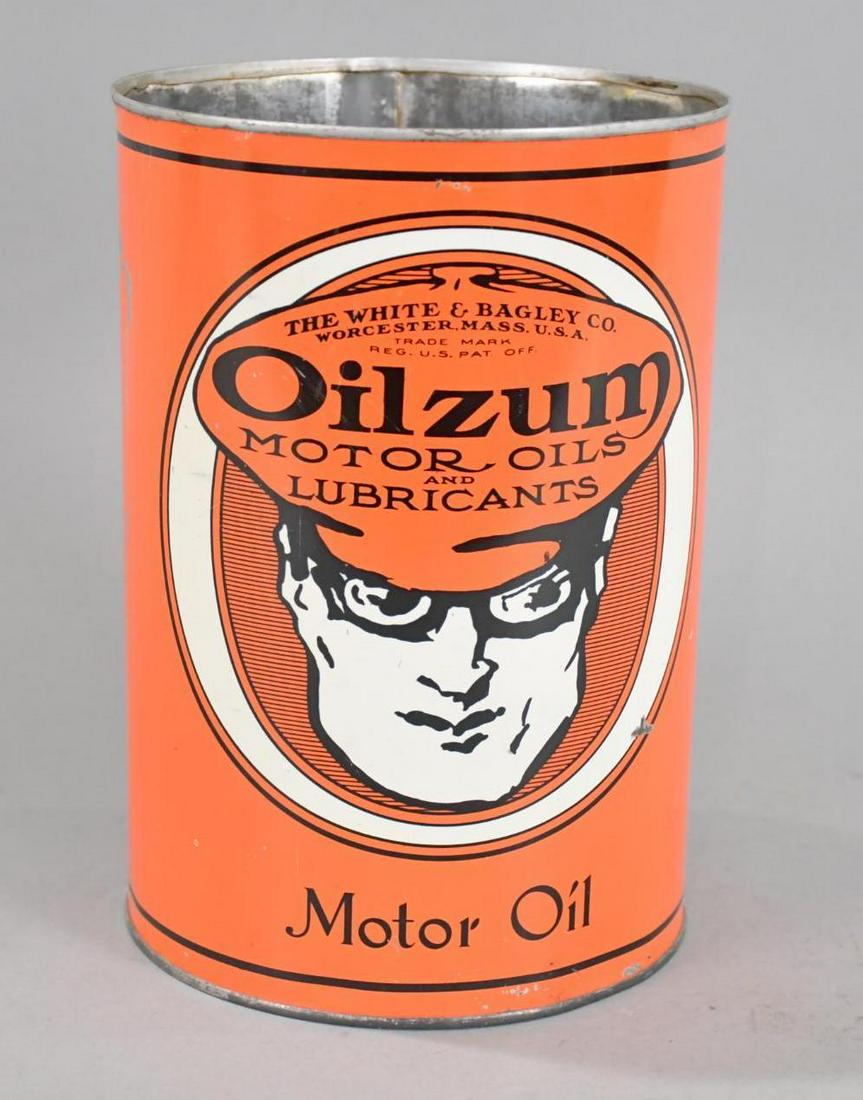 Oilzum w/Logo Motor Oil Five Quart Round Metal Can (1 of 6)